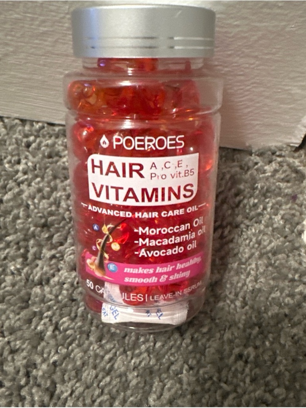 Hair Vitamins Red Leave-In Capsules for Smooth, Shiny Hair